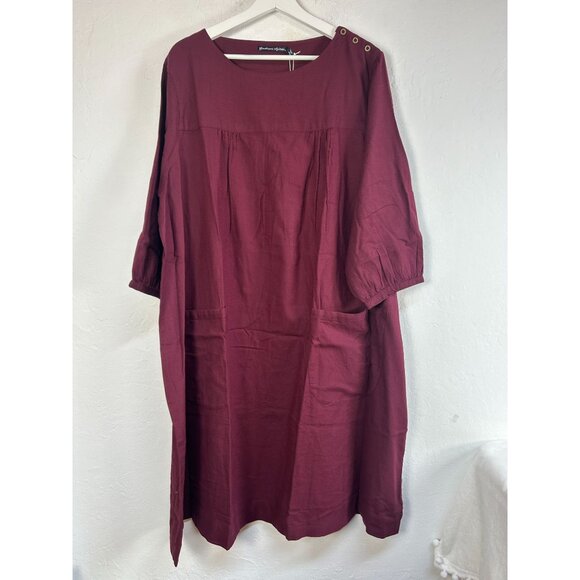Gudrun Sjoden Dresses & Skirts - Gudrun Sjödén Womens Benedita Woven Dress Organic Cotton Large Burgundy New $104